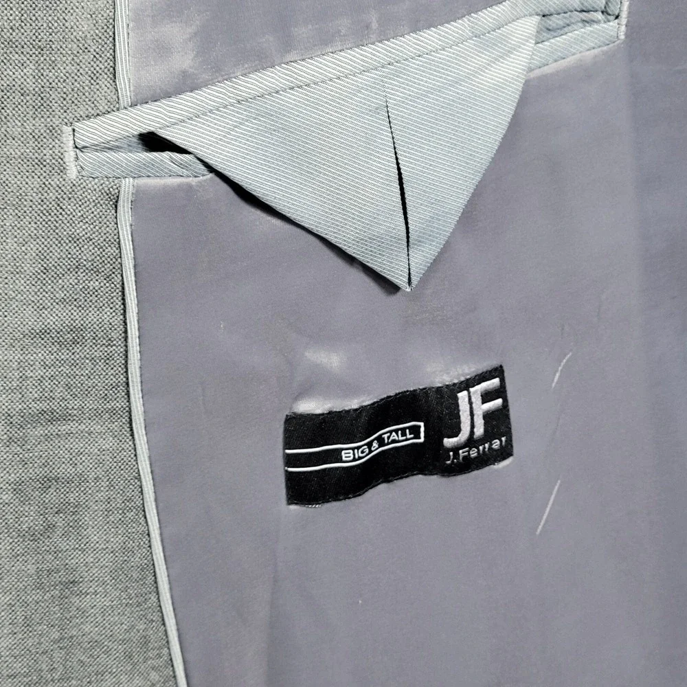J.Ferrar Men's Sport Coat‎ Blazer Two Button Gray Polyester Blend 52R